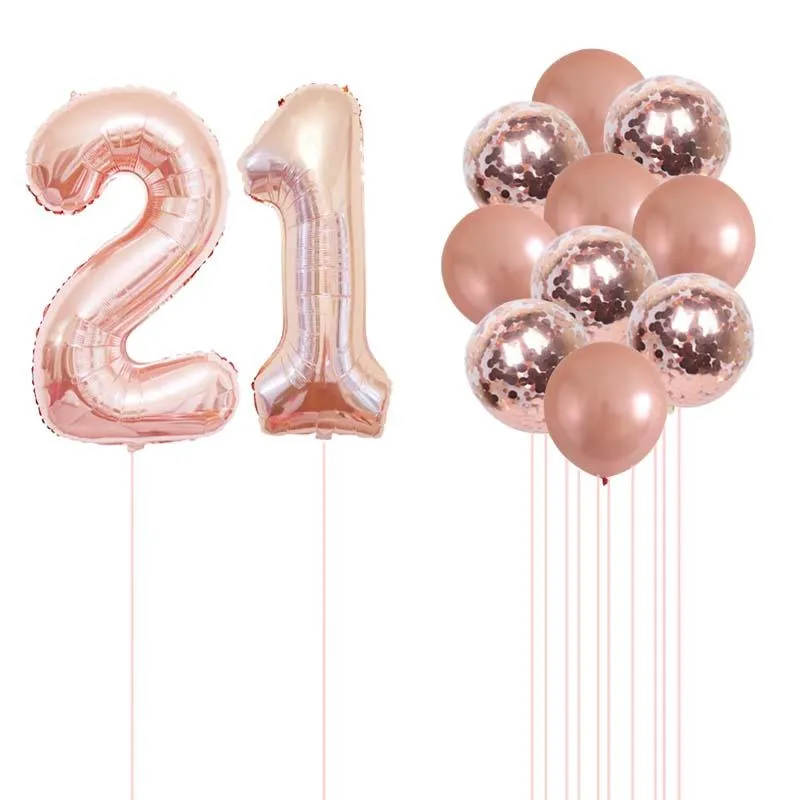 Decorazione Feste 20 21 22 23 24 25 26 27 28 29 30 Anni Palloncino In Oro  Rosa Set Dolce Palloncini Con Coriandoli Decorazioni Di Compleanno Ragazza  Da 9,99 €