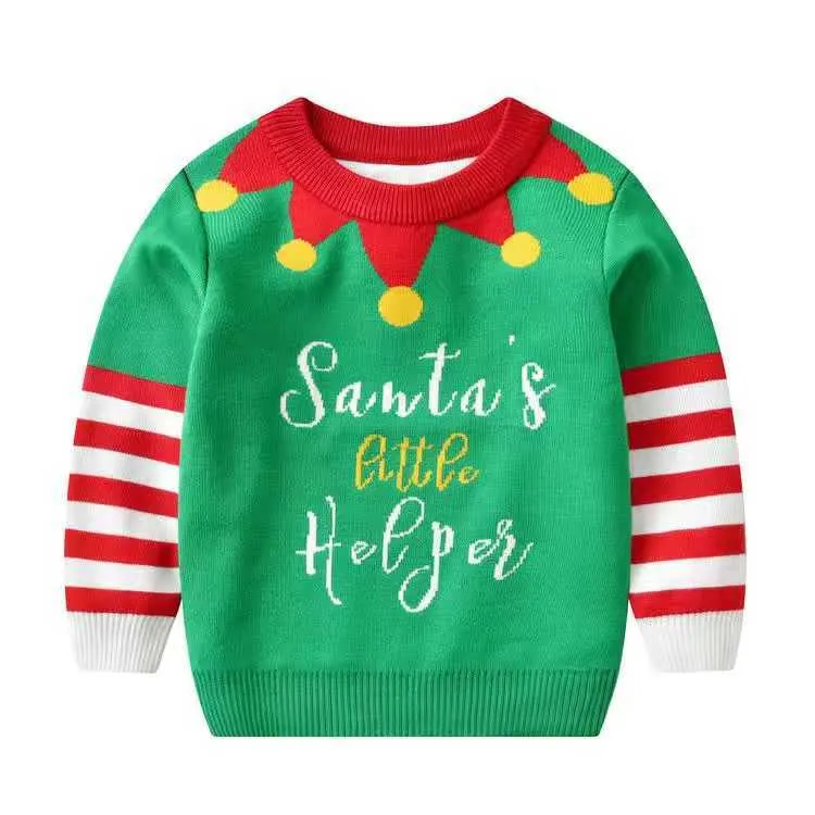 Kids Clothes Girls Sweaters Winter Double Layer Thick Christmas Sweater Cartoon Cute Boy Sweaters Knitted Pullover tops Y1024