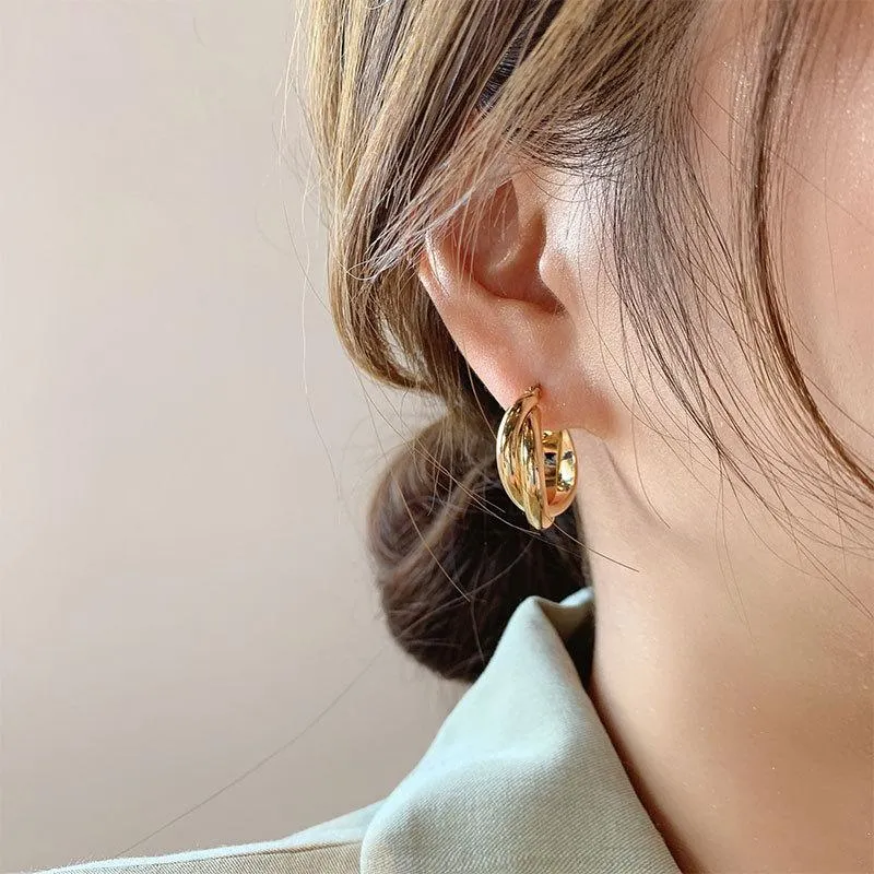 Hoop Huggie – boucles d'oreilles Double en argent Sterling 925 pour femmes, bijoux de fête de tempérament tendance, 2021