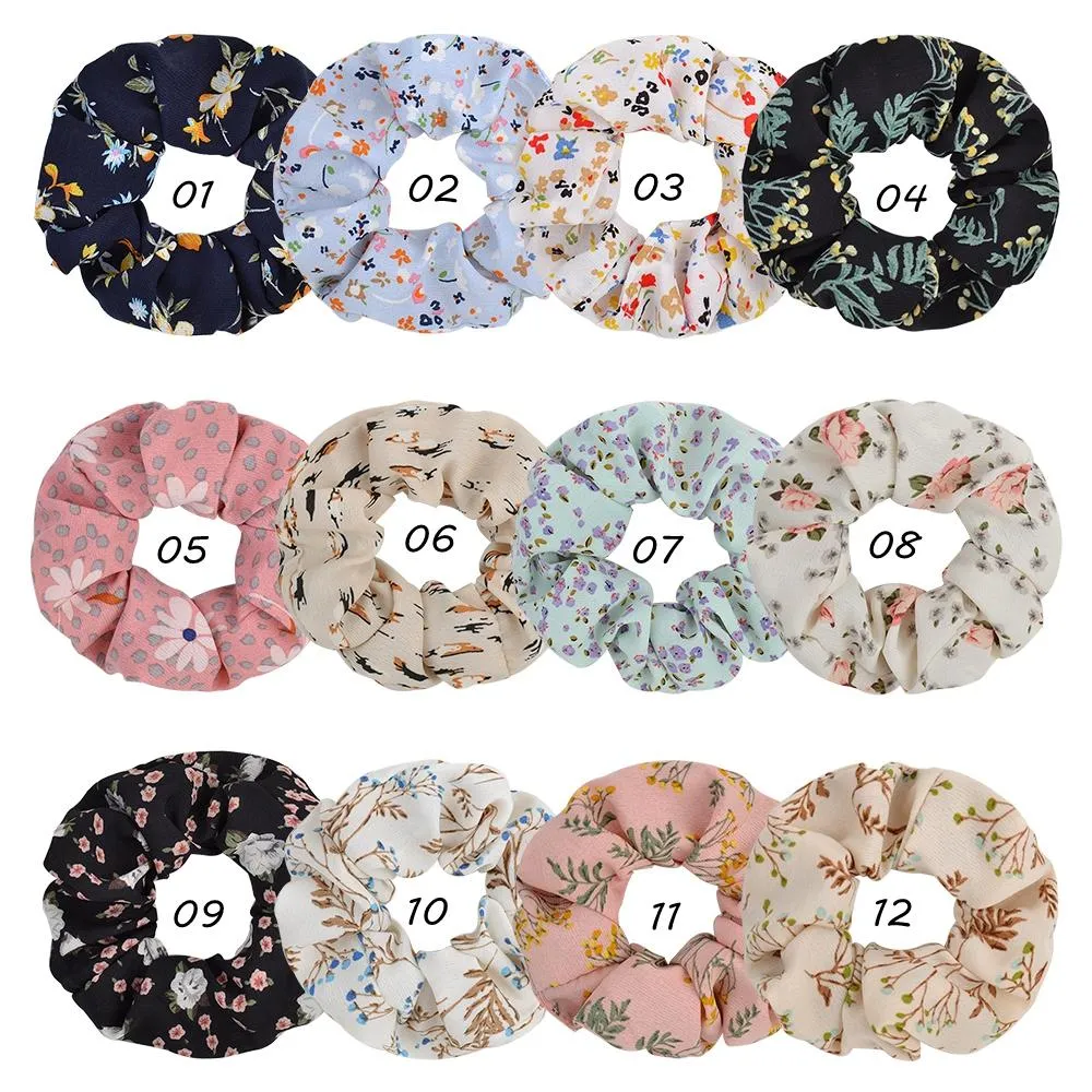 Fashions Modası 12 Renkler Ins Kızlar Çiçek Şifon Scrunchies Elastik Hairbands At Kuyruğu Tutucu Çiçek Saç Scrunchy Kadınlar Saç Aksesuar