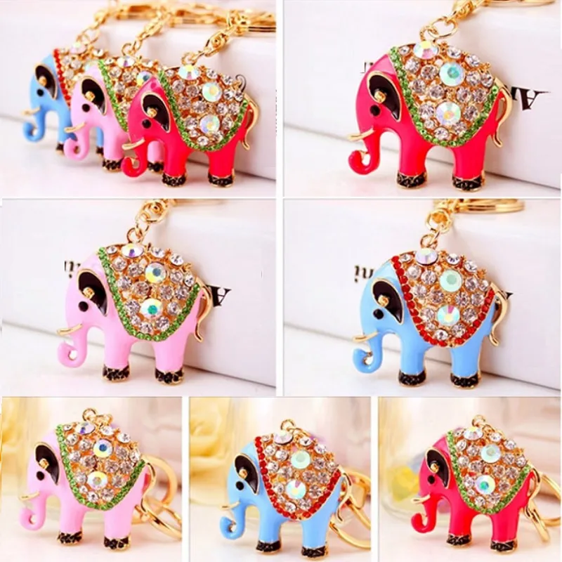 Mignon Animianl Porte-clés pour femmes Bling Elephant Key Ring