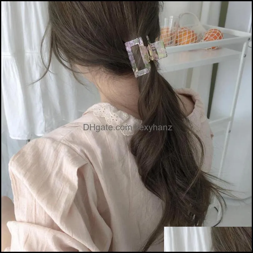 Korea Style Hollow Square Clamps Acetic Acid Mixed Color Girls Hair Claws For Women Geometric Scrunchies Ponytail Head Clips Jewelry