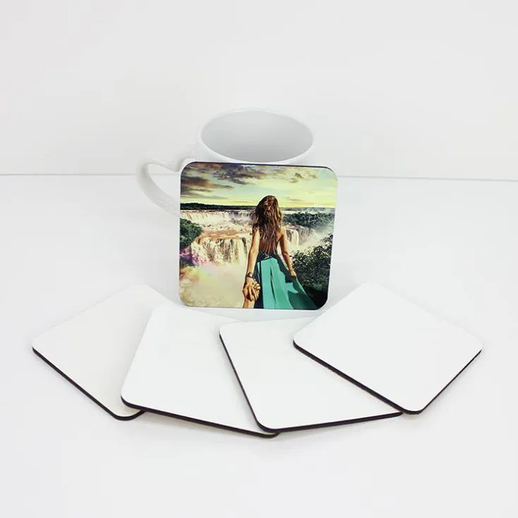 9 * 9cm Sublimation Coaster Trä Blank Tabellmattor MDF Värmeisolering Termisk överföring Cup Pads DIY Coasters SN3831