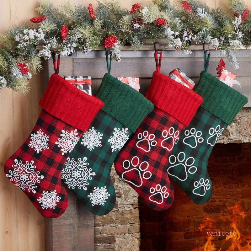 18 inch knitted Christmas decoration Xmas socks Xmas-Tree Pendant Large Christmas-stocking with lights Kids Xmas-Gift Bag T9I001420