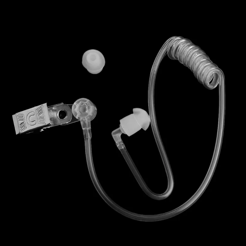 双方向ラジオのトランシーディの耳のヘッドセットのための金属のクリップが付いている交換の透明なコイルの音響空気管の耳栓