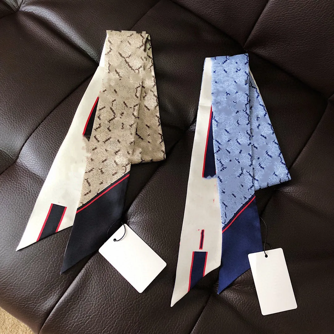 Ladies' small silk scarf, classic high quality silk hair bundle twill small tie fashion versatile thin strip tied bag scarf