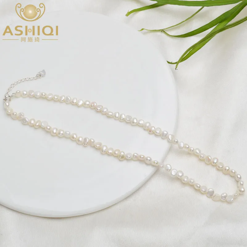 Natural freshwater pérola choker colar de pérola barroca jóias para mulheres casamento 925 prata clasp atacado