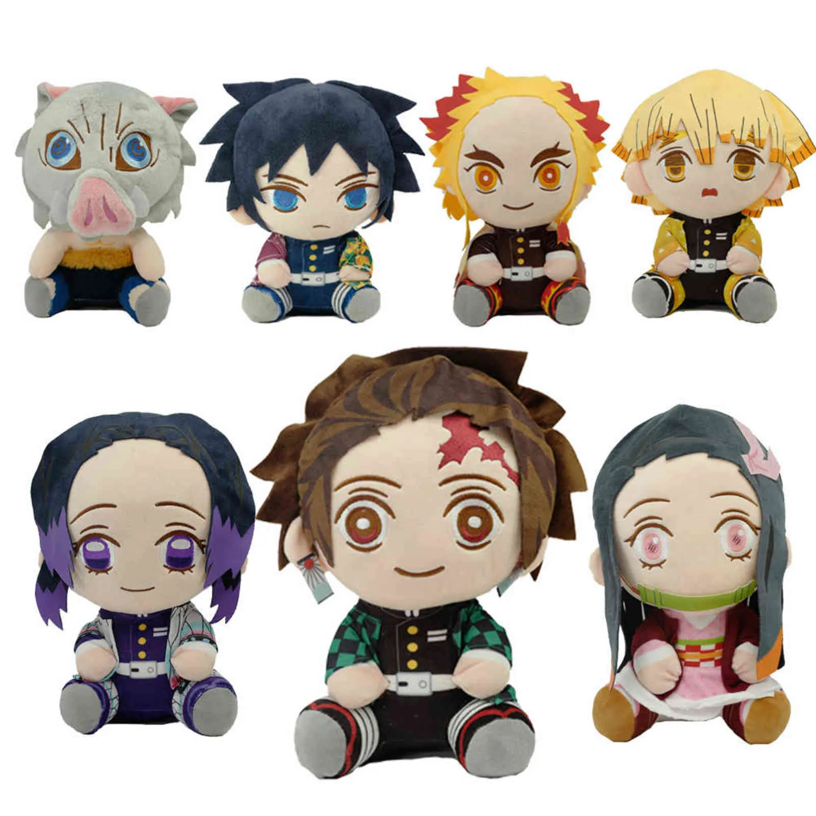 Japan Anime Demon Slayer Doll Kimetsu No Yaiba Kamado Tanjirou Nezuko Zenitsu Kyoujurou Figurine Pluche Kinderen Speelgoed Gift 20cm Y211119