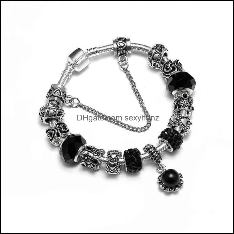 Bracelets bracelet crystal Diamond pearl large hole Bead Pan Feng DIY electroplating alloy