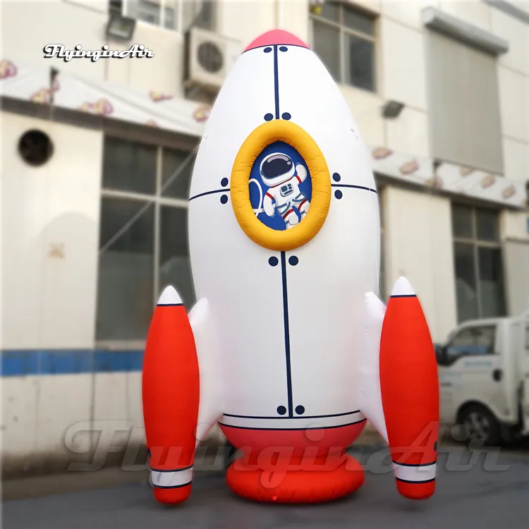 Fusée gonflable de publicité extérieure 5m de hauteur ballon de vaisseau  spatial d'astronaute soufflé par Air blanc pour la décoration de concert