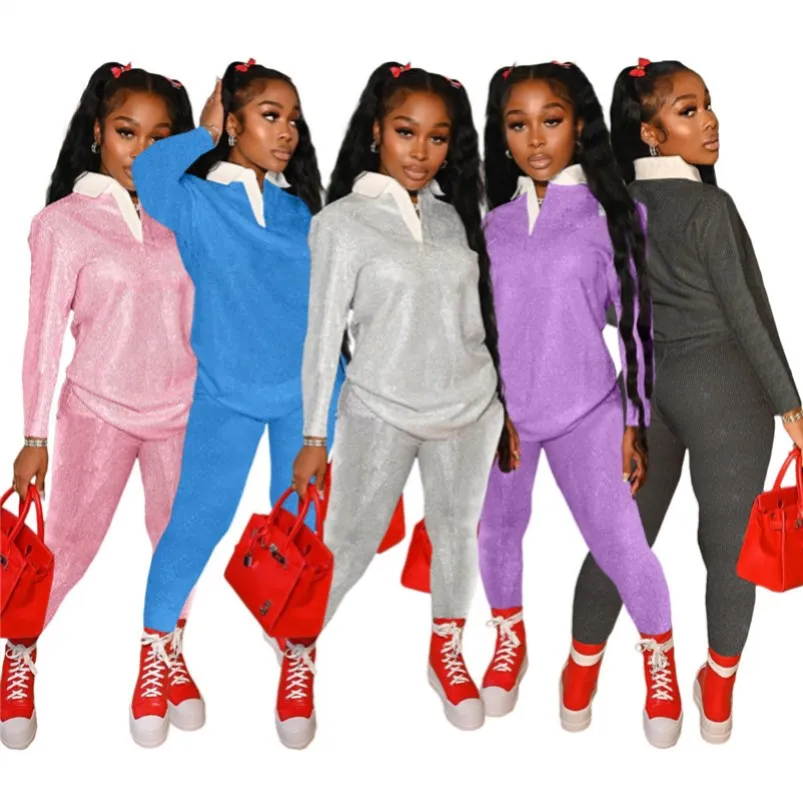 Kvinnor Sportkläder Partihandelskort Hoodie Två Piece Set Tracksuits Outfits Långärmad Byxor Sweatsuit Pullover Tights Legging Passit KLW7400