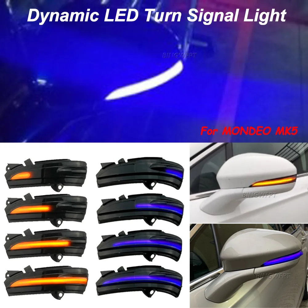 För Ford Mondeo MK5 2014-2019 MK V 5 LED SIDE WING Dynamic Turn Signal Light Bakifrån Spegelindikator Bil Tillbehör