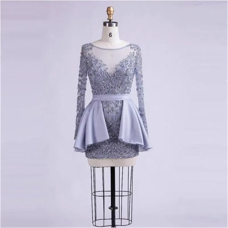 Fashion Celebrity Cocktail Dress sequined Long Sleeve Homecoming Short Prom gowns