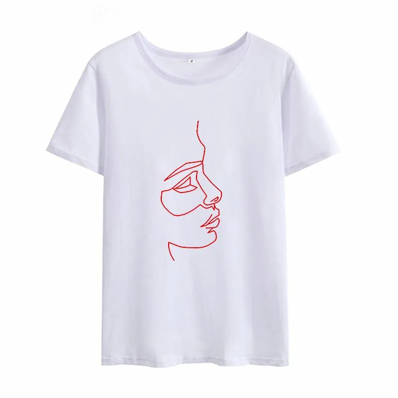 T-Shirt femme 2021 été T-Shirt col rond manches courtes T-Shirt Simple bonhomme allumette personnes Avatars imprimé dames