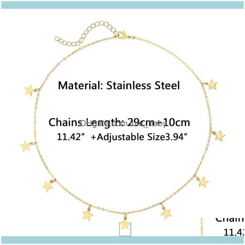 Chains Non-fading Stainless Steel Star Gold Silver Color Necklace Women Choker Necklaces Pendants Femme Chain Jewelry Gifts