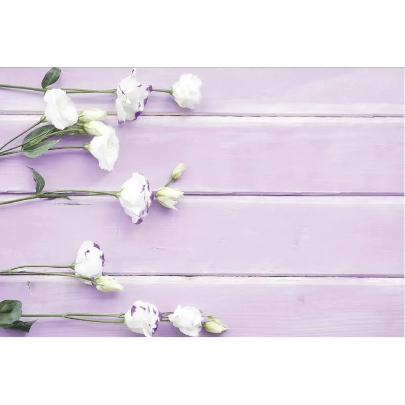 Décoration de fête Planche de bois violette Toile de fond Blanc Rose Fond Anniversaire Mariage Vacances Baby Shower Décor Po Booth Studio Props