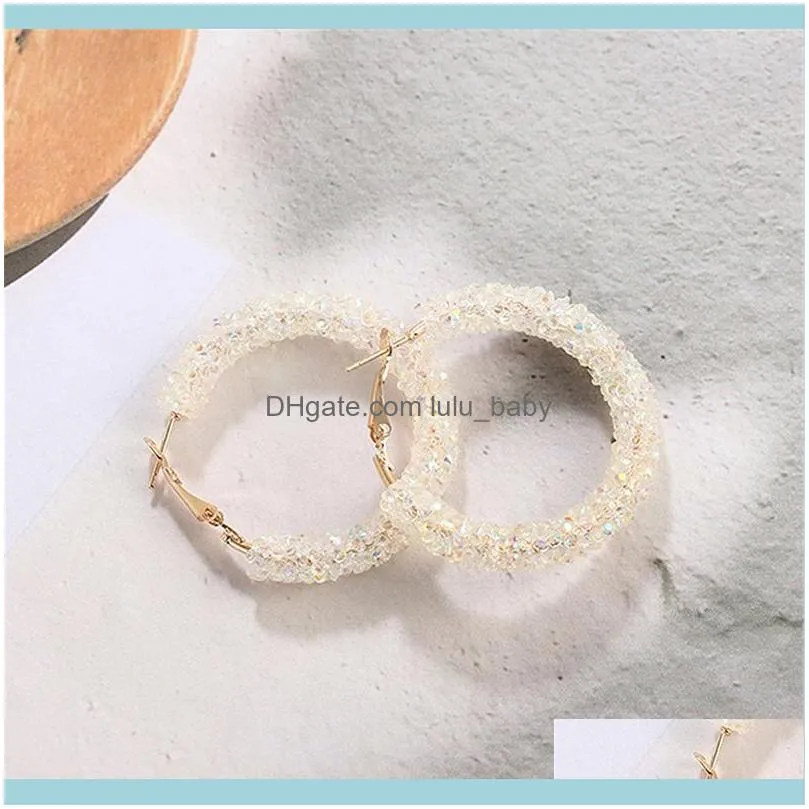 Fashion Hoop Earrings Bling For Women Shiny Crystal Hollow Round Circle Ear Jewelry Gift Wedding Brincos & Huggie