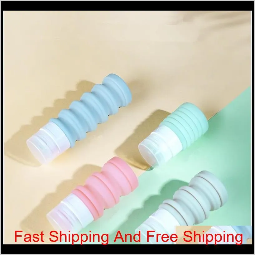 3oz retractable travel dispenser silicone bottle fda leak proof silicone cosmetic travel size toiletry containers for shampoo lotion