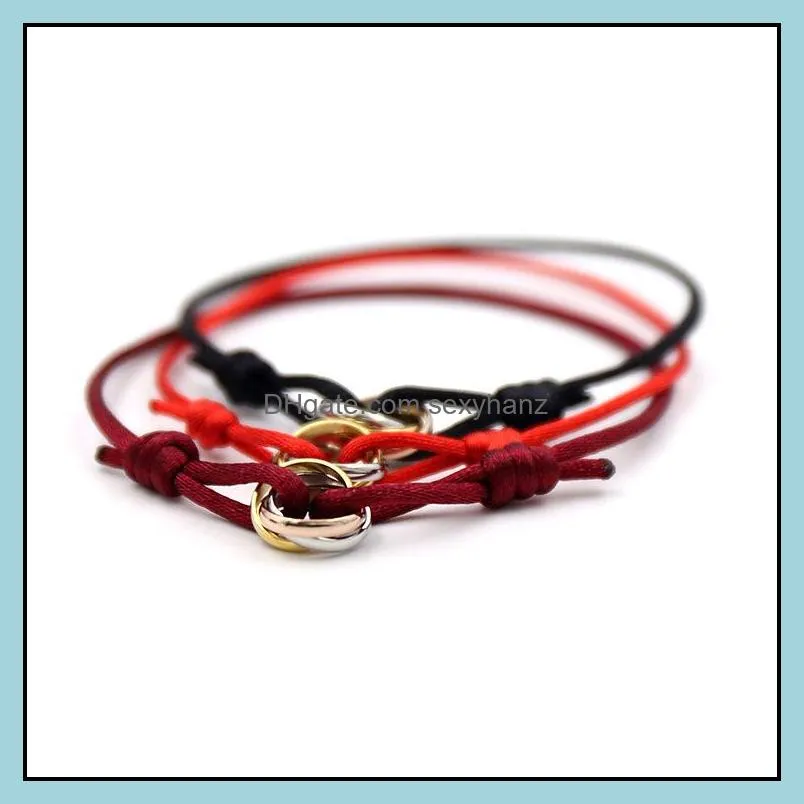 Lien, chaîne bijoux en gros marque bracelet d'amour bracelet pour femmes cercle trois couleurs corde en acier inoxydable H bracelets Pseira Feminina Masci