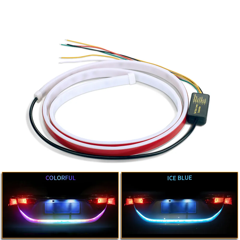 1.2 M Auto Achterste Trunk Achterlicht Dynamische Streamer Verlichting Draai Signaal Reverse Waarschuwing Lamp Auto Drijvende LED Strip 4- Functie 12V