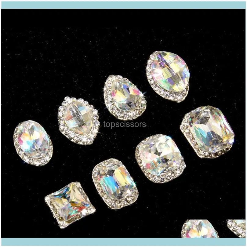 5Pcs/Lot K9 Silver Crystal Strass Decorative Nail Art Rhinestones Alloy Big Decorations Glitter Jewelry Nails Accessories1