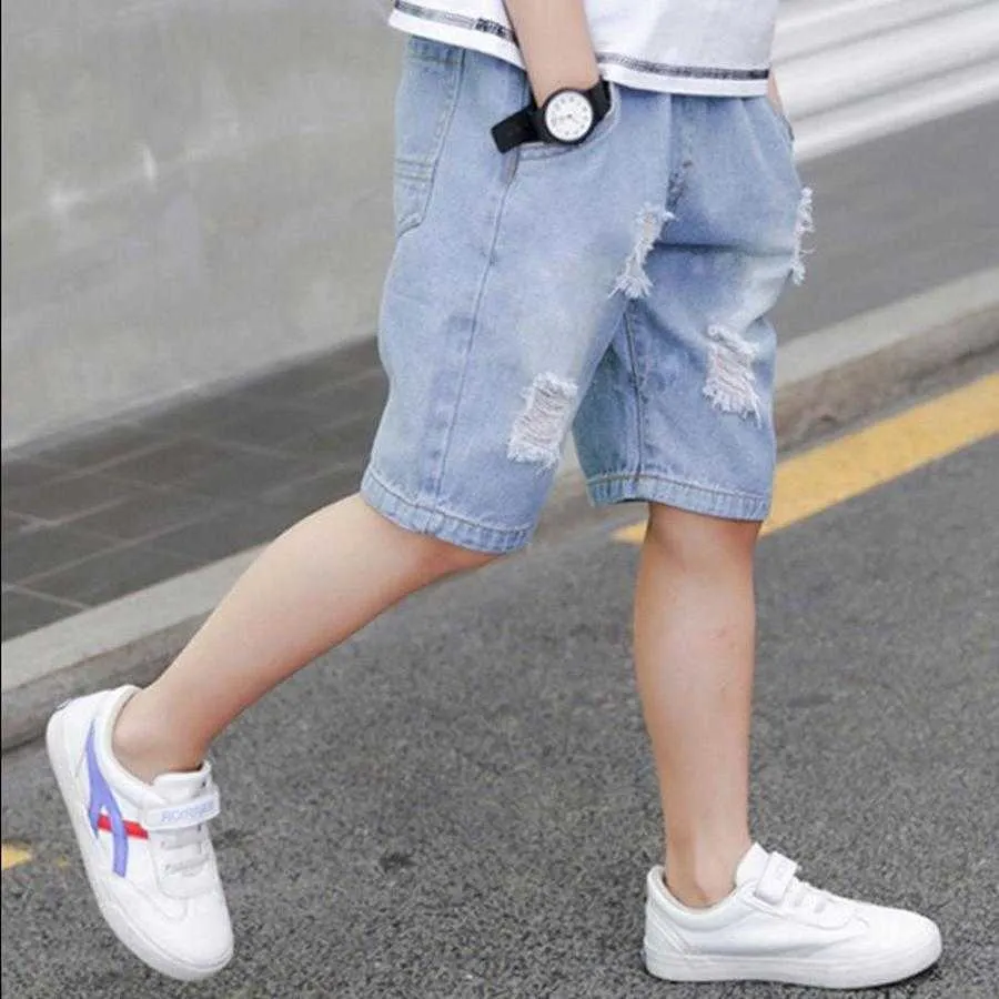 Men Ripped Denim Half Length Jeans Shorts Jeans Mid Pants Casual Summer  Shorts