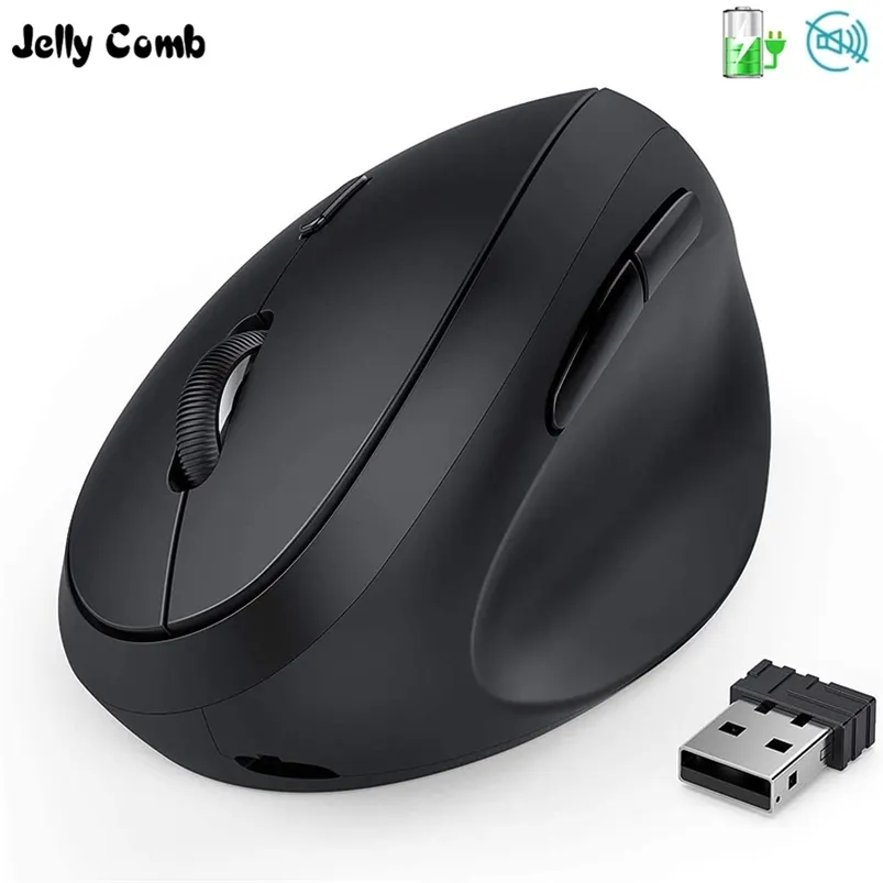 Jelly peigne rechargeable de la souris sans fil ergonomique verticale ergonomique pour ordinateur portable ordinateur portable PC souris avec DPI réglable 210609