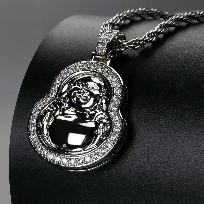 Indian Buddhist Character Maitreya Buddha Pendant Men`s Trendy Necklace Twisted Singapore Chain Buddhist Supplies