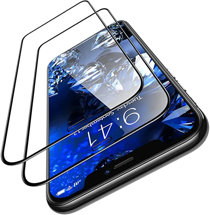 Vollkleber-Schutzfolie aus gehärtetem Glas, 3D-9H-Bildschirmabdeckung, explosionsgeschützte Bildschirmschutzfolie für iPhone 12 Mini 11 Pro Max, Samsung S21 S21Plus S21Ultra DHL