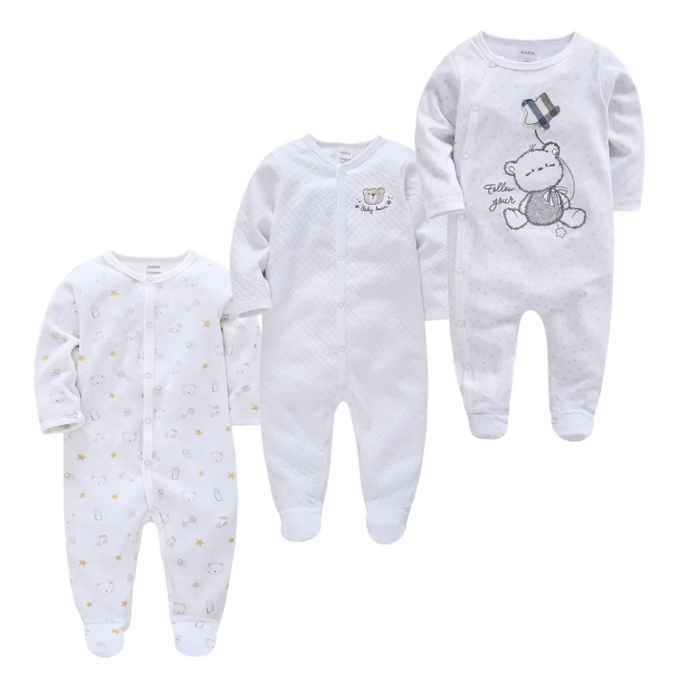 100% bawełna 3 sztuk Roupas Bebe De Baby Girl Boy Pijamas Bebe Fille Bawełna Oddychająca Soft Ropa Bebe Noworodka Separers Baby Pjaje 210226