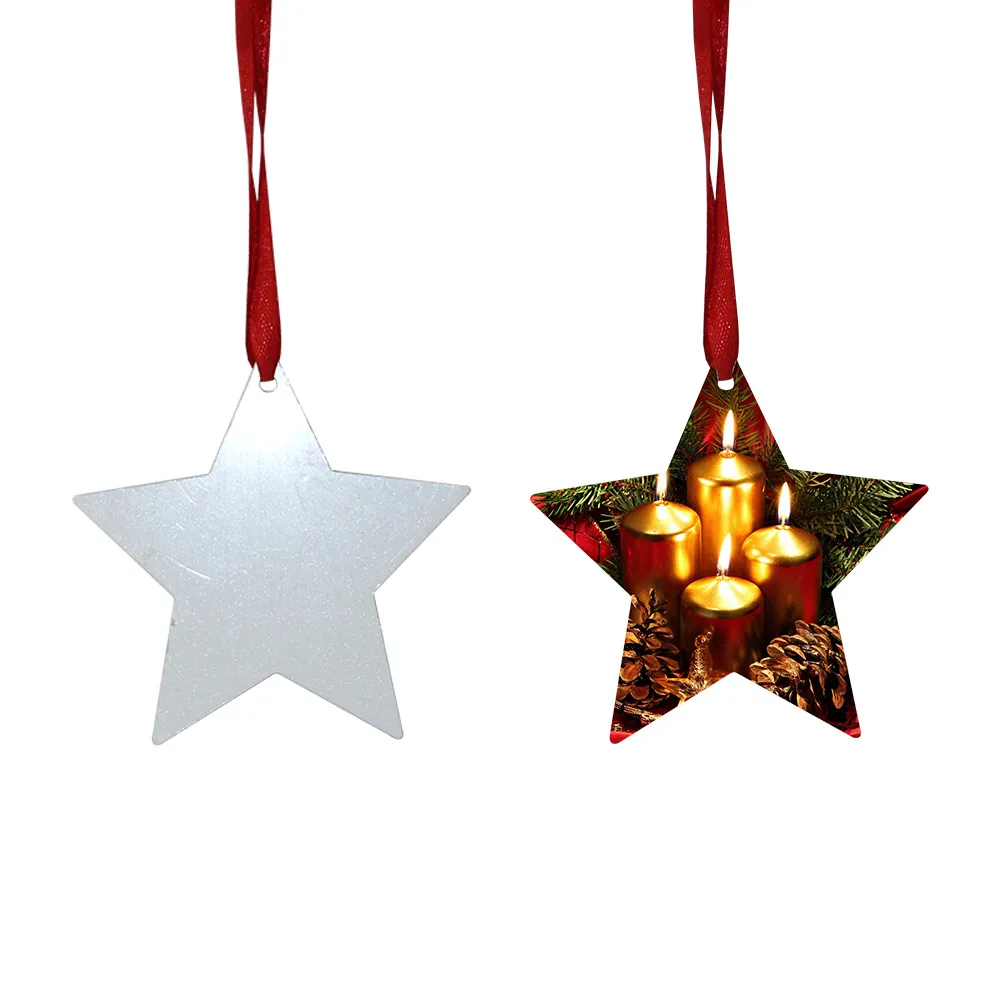 Sublimation Blank Christmas Ornament Double-Sided Xmas Tree Pendant Multi Shape Aluminum Plate Metal Hanging Tag Holidays Decoration Craft HH21-657