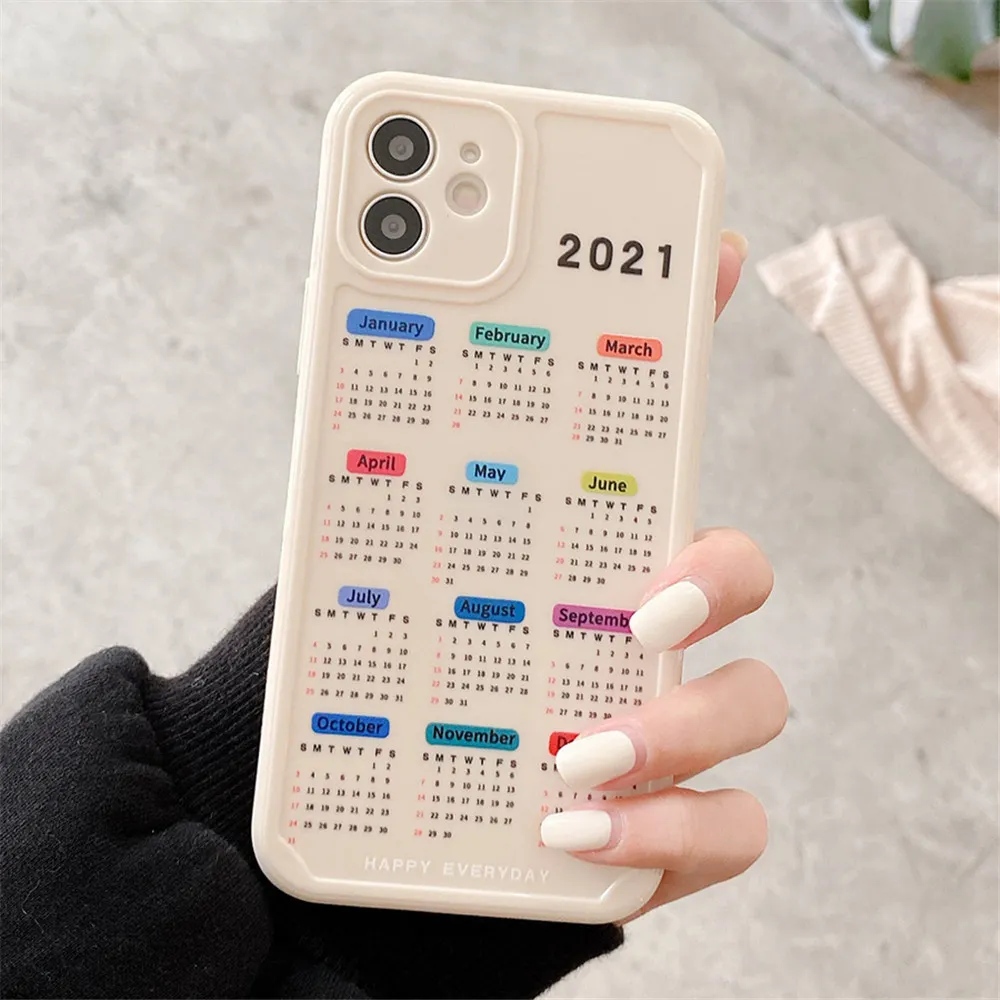 2021 New Calendar Date Case For iPhone 11 12 Pro Max XR X 7 8 Plus Soft TPU Case