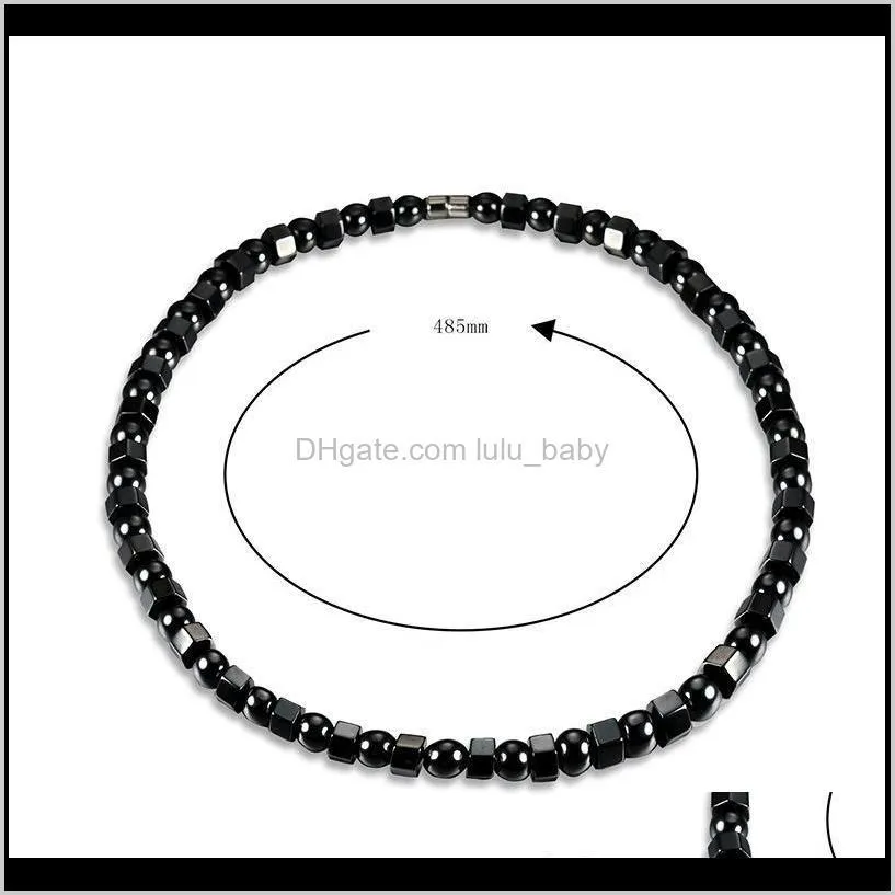 Men Women Black Hematite Necklace Magnetic Therapy Care Magnet Stone Health Necklaces Jewelry Gift SWD889