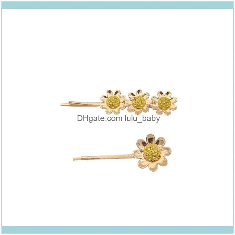 Korean Fashion Flower Hair Clips For Women Headwear Elegant Hairpins Alloy Sunflower Hairgrip Barrettes Girls Accessories