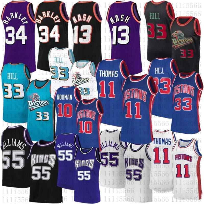 Retro Mesh basketball Grant 33 Hill Dennis 10 Rodman Jersey Isiah 11 Thomas Steve 13 Nash Barkley Jason 55 Williams Jerseys