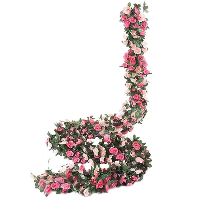 Dekorativa Blommor Kransar 45 Heads Rose Artificial Flower Garland För Bröllop Fake Hem Dekoration Trädgård Arch Diy Växt Vin Jul D