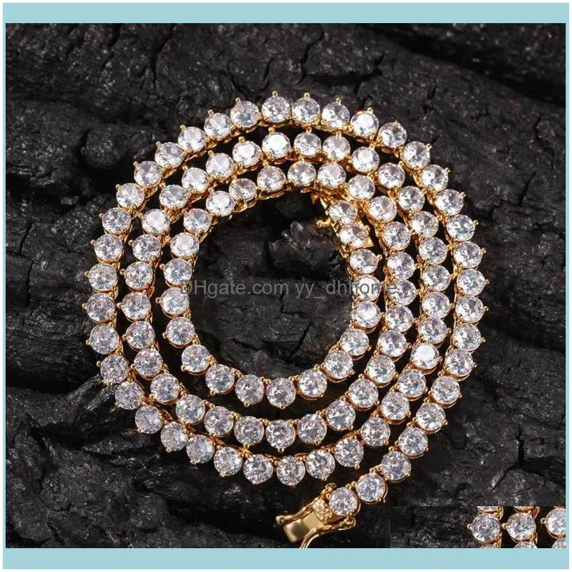 4mm Claw Inlay Cubic Zircon Tennis Lovely Iced Out Hip Hop Mens Bling Pnik Stone Necklace 18inch 20inch24inch Chains
