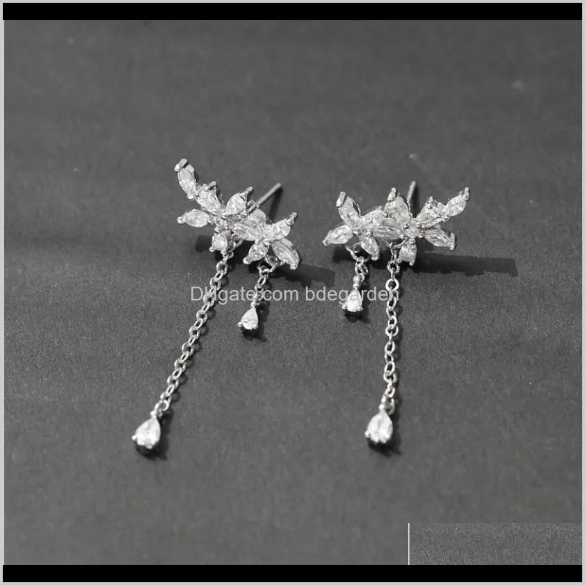 Stud jóias S925 Sterling Sier para mulheres borla flores brincos moda de entrega de queda 2021 prbh1