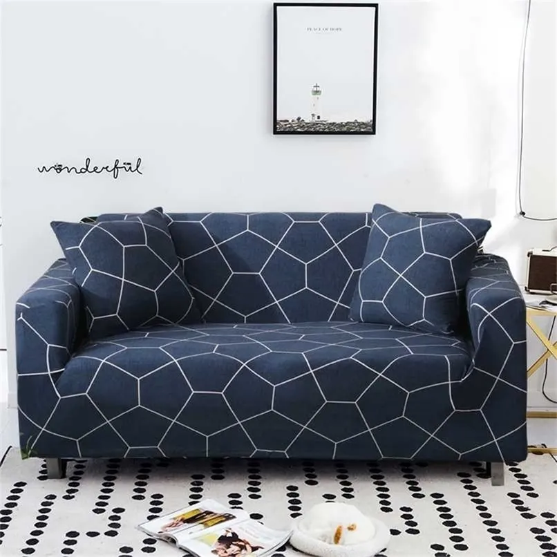 S-Emiga Geometrische Gedrukte Sofa Covers voor Woonkamer Elastische Stretch Slipcover Sectional Corner 1/2/3 / 4-SEABER 211116