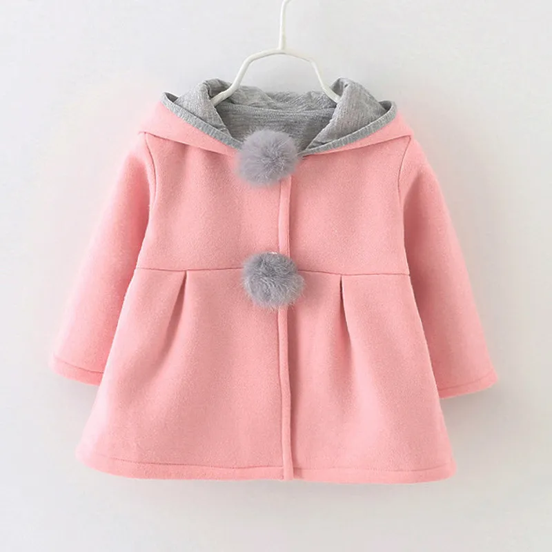 Dziewczynek Płaszcz Zima Wiosna Baby Girls Księżniczka Płaszcz Kurtka Królik Ear Hoodie Casual Odzieży Odzieży Dla Dziewczyny Niemowląt Odzież 252 Z2