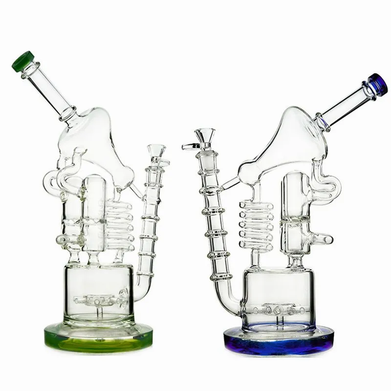 Unieke waterpijpen enorme recycler glazen bongolie rig 13 "bongs birdcage honingraat honingraat grote waterleidingen bubbler matrix sidecar met kom