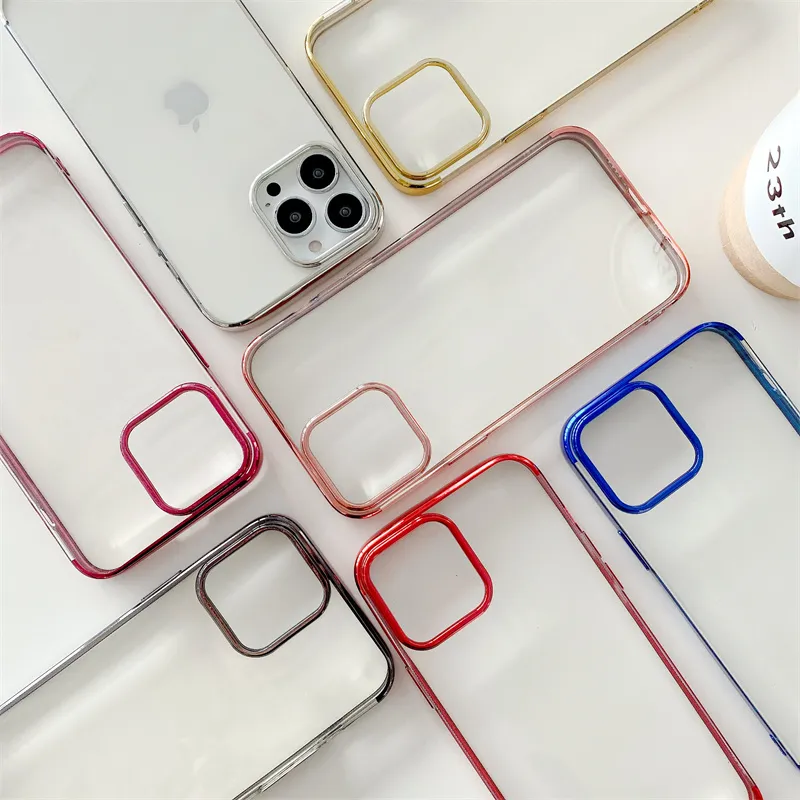 Luxo Bling Cromed Clear Capas Para TPU Soft para iPhone 13 Pro Max 2021 Plating Metálico Transparente Eletroplastia Smart Phone Cover Pele