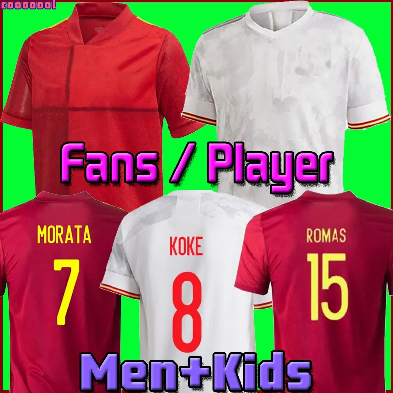 2021 Jersey de fútbol Camiseta spain España Morata Rodrigo Torres Pedri 20 21 Ramos Iniesta Alba Camisetas de fútbol Hombres Kit Kit Versión del jugador