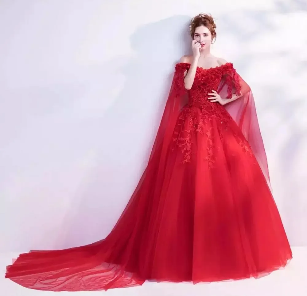 2021 New Arrived Real Photo Red Off Shoulder Quinceanera Dresses Lace Appliques Ball Gowns Prom Dress Sweet 16 For 15 Years Pageant Gown