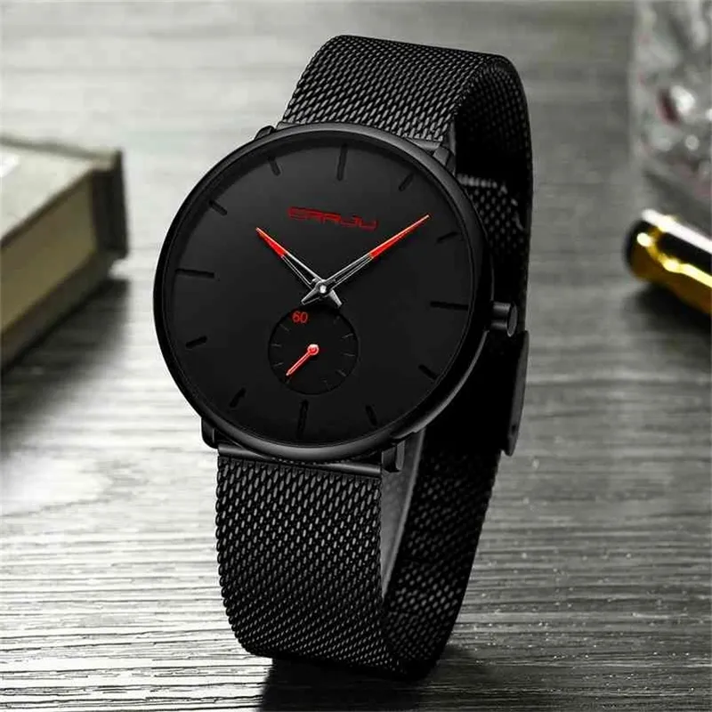 Herenhorloge crrju horloge vrouwen quartz jurk horloge voor mannen jurk horloges mode unisex ultra dunne polshorloge relojes para hombre 210804