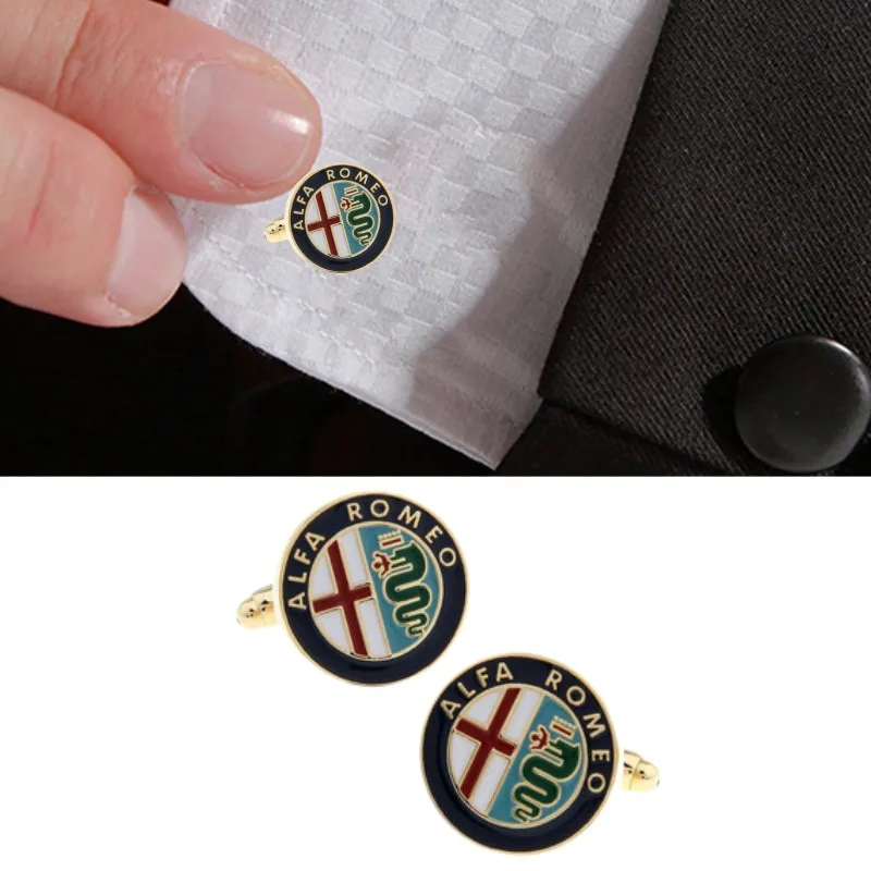 Luxury Cufflinks for Alfa Romeo Men Jewelry Shirt Cuff Links Suit Buttons Business Classic Party Wedding Gift Fashion Style Gold