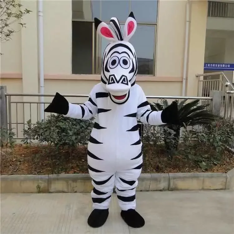 High quality Zebra Mascot Cartoon Animal Mascot Costumes Halloween Costume Fany Dress Adult Size