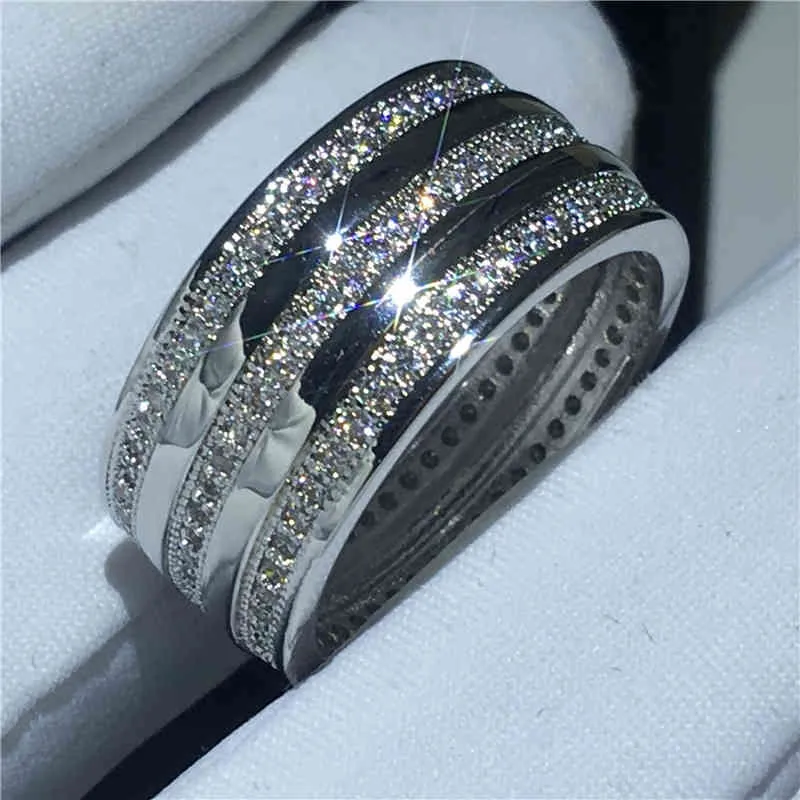 Lovers Round Finger ring 925 sterling silver Mirco Pave Cubic Zirconia Party Wedding Band Rings per donna uomo