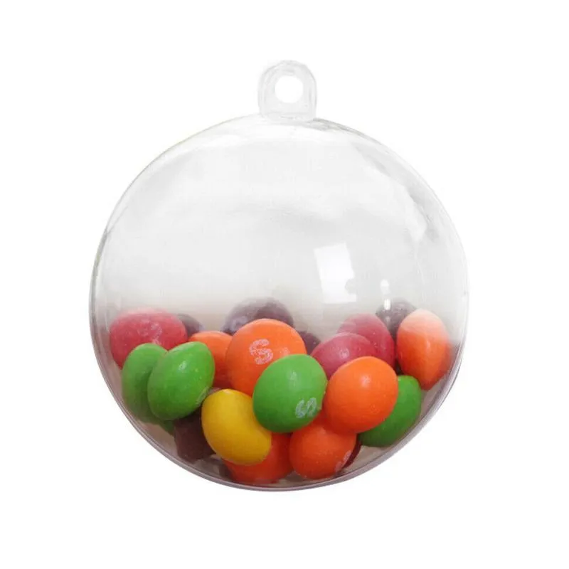 Romance de decoração de festa 5 PCs Clear Plastic Christmas Balls Baubles Sphere Filtable Natal Tree Ornament Transparent
