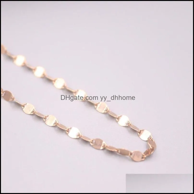 Chains Au750 Real 18K Rose Gold Chain Neckalce For Women Female 2.8mm Red Tiles Link Choker Necklace 18``L Gift